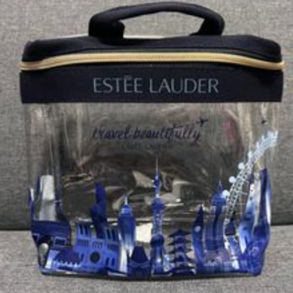 Estee Lauder Blue and Gold Skincare Bag